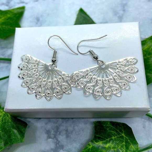 Victorian Drop Silver Earrings - Picture 5 of 8